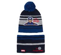 Marvel Ensemble bonnet à pompon + tour de cou pour garçon Captain America ou Black Panther, Captain America, 6-8 ans