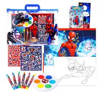 Marvel Ensemble de dessin et de peinture Spiderman pour garçons avec livre de coloriage, ustensiles de coloriage, peintures aquarelle, autocollants, tatouages, plus | Artisanat Spiderman pour enfants