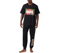 Marvel Ensemble de pyjama pour homme, t-shirt et pantalon de pyjama incroyables Hulk Captain America Spiderman Iron Man pour homme, produit officiel, cadeaux pour homme, Noir , L