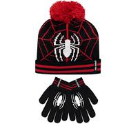 Marvel Ensemble d'hiver bonnet et gants pour enfants Spiderman Noir Taille Unique