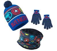 Marvel Ensembles Garçon, Hiver Accessoires Garçon Confortables pour l'École et les Voyages (Bleu Avengers 3 Pcs)