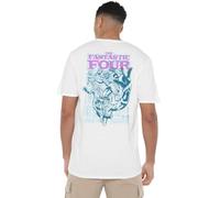 Marvel Fantastic Four Lineart Heroic First Family (Back Print) Unisex T Shirt, White, Blanc, 5XL Mixte