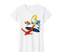 Marvel Fantastic Four Retro Fantasticar Team T-Shirt, Femme, Blanc, S