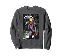 Marvel Ghost Rider Destroys Marvel History Comic Book Cover Sweatshirt, Unisexe pour Adultes, Chiné Foncé, M