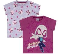 Marvel Ghost Spider, Spiderman, Lot de 2 t-Shirts à Manches Courtes pour Filles - 100% Coton, Multicolor, 4-5 Ans: 110cm