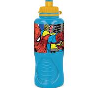 Marvel Gourde bleue pour enfants en plastique Spiderman Homme Araignée 400 ml avec fermeture anti-goutte et bande antidérapante