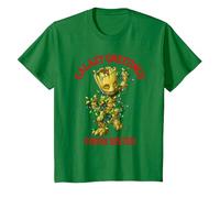 Marvel Groot Galaxy Greetings from Sister Noël T-Shirt, Enfant, Vert Kelly, 8 Ans