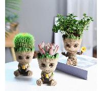 Marvel Groot, plante charmante en forme d'arbre pour homme. Pot décoratif polyvalent pour plante grasse, idéal pour la décoration intérieure/extérieure. Parfait pour la fête des mères, le nouvel an, l