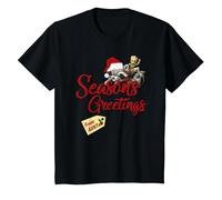 Marvel Groot Rocket Greetings from Aunt Noël Fleece T-Shirt, Enfant, Noir, 10 Ans