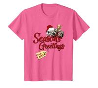 Marvel Groot Rocket Greetings from Aunt Noël Fleece T-Shirt, Enfant, Rose Chiné, 2 Ans