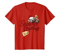 Marvel Groot Rocket Greetings from Aunt Noël Fleece T-Shirt, Enfant, Rouge, 10 Ans