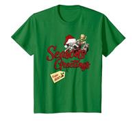 Marvel Groot Rocket Greetings from Aunt Noël Fleece T-Shirt, Enfant, Vert Kelly, 4 Ans