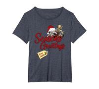 Marvel Groot Rocket Greetings from Aunt Noël Fleece T-Shirt, Femme Grandes Tailles, Bleu Chiné, 3X