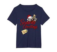 Marvel Groot Rocket Greetings from Aunt Noël Fleece T-Shirt, Femme Grandes Tailles, Bleu Marine, 5X