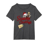 Marvel Groot Rocket Greetings from Aunt Noël Fleece T-Shirt, Femme Grandes Tailles, Chiné Foncé, 3X