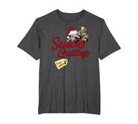 Marvel Groot Rocket Greetings from Aunt Noël Fleece T-Shirt, Homme Grandes Tailles, Chiné Foncé, 3X Tall