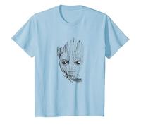 Marvel Guardians Vol. 2 Groot Lines Face T-Shirt, Enfant, Bleu Céleste, 10 Ans