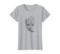 Marvel Guardians Vol. 2 Groot Lines Face T-Shirt, Femme, Gris Chiné, 3XL