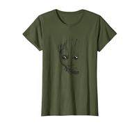 Marvel Guardians Vol. 2 Groot Lines Face T-Shirt, Femme, Olive, 3XL