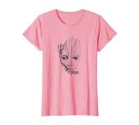 Marvel Guardians Vol. 2 Groot Lines Face T-Shirt, Femme, Rose, 3XL