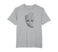 Marvel Guardians Vol. 2 Groot Lines Face T-Shirt, Homme Grandes Tailles, Gris Chiné, 3X Tall