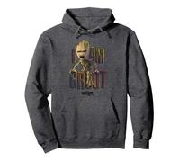 Marvel Guardians Vol.2 I AM Groot Cute Angry Sweat à Capuche, Unisexe pour Adultes, Chiné Foncé, M