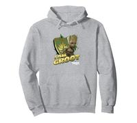 Marvel Guardians Vol.2 I AM Groot Shield Splash Sweat à Capuche, Unisexe pour Adultes, Gris Chiné, S