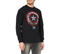 Marvel Captain America Comic Shield Haut à Manches Longues, Noir, L Homme