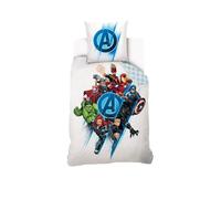 Marvel - Housse de Couette Avengers Team 140x200 cm + 1 Taie d'oreiller 63x63 cm - 100% Coton - Blanc