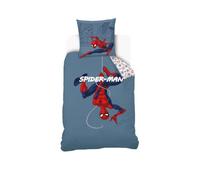Marvel - Housse de Couette Spiderman 140x200 cm + 1 Taie d'oreiller 63x63 cm - 100% Coton - Bleu