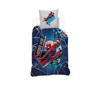 Marvel - Housse de Couette Spiderman Marvel 140x200 cm + 1 Taie d'oreiller 63x63 cm - 100% Coton - Bleu