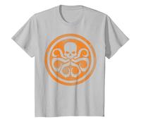 Marvel Hydra Skull Octopus Logo Orange Cut-Out T-Shirt, Enfant, Argent, 3 Ans