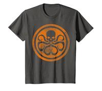 Marvel Hydra Skull Octopus Logo Orange Cut-Out T-Shirt, Enfant, Asphalte, 6 Ans