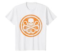 Marvel Hydra Skull Octopus Logo Orange Cut-Out T-Shirt, Enfant, Blanc, 8 Ans