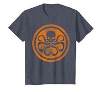 Marvel Hydra Skull Octopus Logo Orange Cut-Out T-Shirt, Enfant, Bleu Chiné, 3 Ans