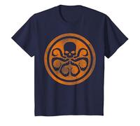 Marvel Hydra Skull Octopus Logo Orange Cut-Out T-Shirt, Enfant, Bleu Marine, 8 Ans
