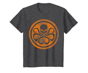 Marvel Hydra Skull Octopus Logo Orange Cut-Out T-Shirt, Enfant, Chiné Foncé, 4 Ans