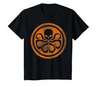Marvel Hydra Skull Octopus Logo Orange Cut-Out T-Shirt, Enfant, Noir, 6 Ans