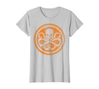 Marvel Hydra Skull Octopus Logo Orange Cut-Out T-Shirt, Femme, Argent, S
