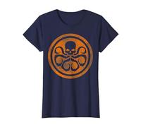 Marvel Hydra Skull Octopus Logo Orange Cut-Out T-Shirt, Femme, Bleu Marine, XXL