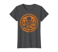 Marvel Hydra Skull Octopus Logo Orange Cut-Out T-Shirt, Femme, Chiné Foncé, L