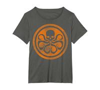 Marvel Hydra Skull Octopus Logo Orange Cut-Out T-Shirt, Femme Grandes Tailles, Asphalte, 6X