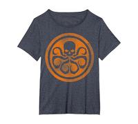Marvel Hydra Skull Octopus Logo Orange Cut-Out T-Shirt, Femme Grandes Tailles, Bleu Chiné, 4X