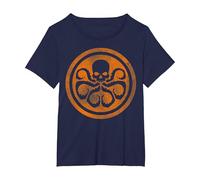 Marvel Hydra Skull Octopus Logo Orange Cut-Out T-Shirt, Femme Grandes Tailles, Bleu Marine, 3X