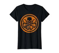 Marvel Hydra Skull Octopus Logo Orange Cut-Out T-Shirt, Femme, Noir, S