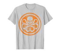 Marvel Hydra Skull Octopus Logo Orange Cut-Out T-Shirt, Homme, Argent, 3XL