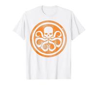 Marvel Hydra Skull Octopus Logo Orange Cut-Out T-Shirt, Homme, Blanc, XL