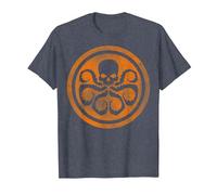 Marvel Hydra Skull Octopus Logo Orange Cut-Out T-Shirt, Homme, Bleu Chiné, S