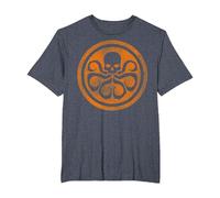 Marvel Hydra Skull Octopus Logo Orange Cut-Out T-Shirt, Homme Grandes Tailles, Bleu Chiné, 5X Tall