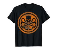 Marvel Hydra Skull Octopus Logo Orange Cut-Out T-Shirt, Homme, Noir, 4XL